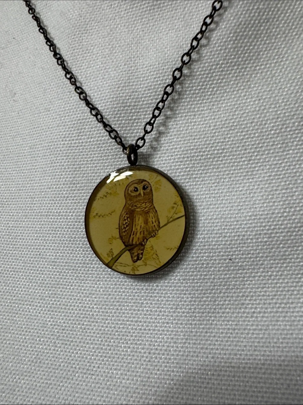 Vintage-Inspired Yellow Owl Pendant Necklace - Women's Jewelry